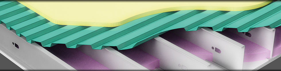 A croos section illustration showing on a light steel framed wall panel showing the efficiency of genesis technology insulation
